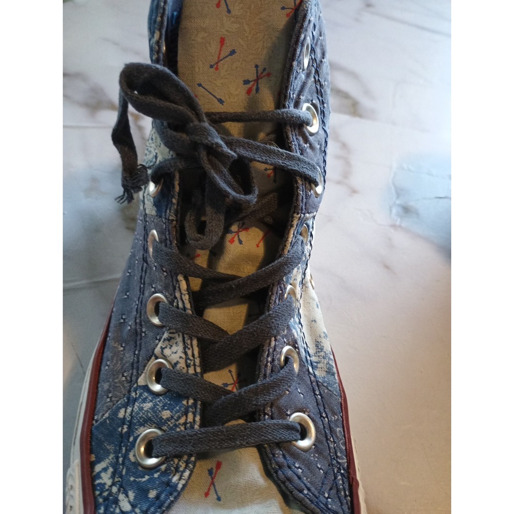 Y2K Style Disstresed Womens Convers All Star Rare Patch Work Denim Graphic Sz7.5 - Picture 8 of 16